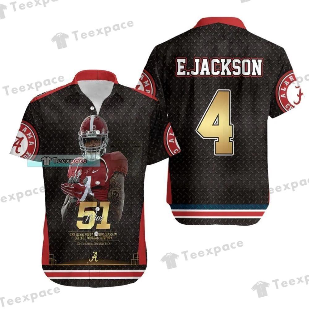 Look Handsome in Alabama Crimson Tide Eddie Jackson 51 Wins Hawaiian Shirt