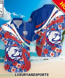 Louisiana Tech Bulldogs NCAA Men's Tropical Hibiscus Flower Hawaiian Shirt 