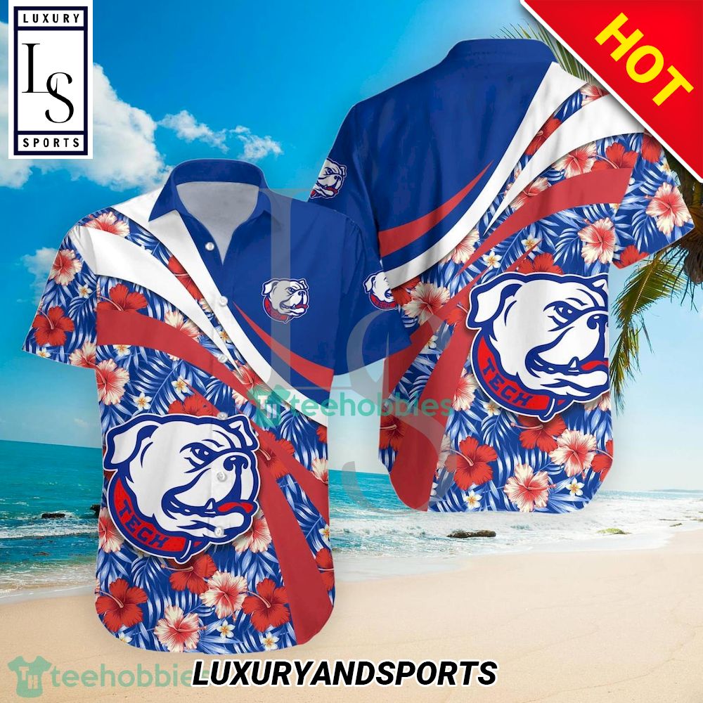 Louisiana Tech Bulldogs NCAA Men's Tropical Hibiscus Flower Hawaiian Shirt