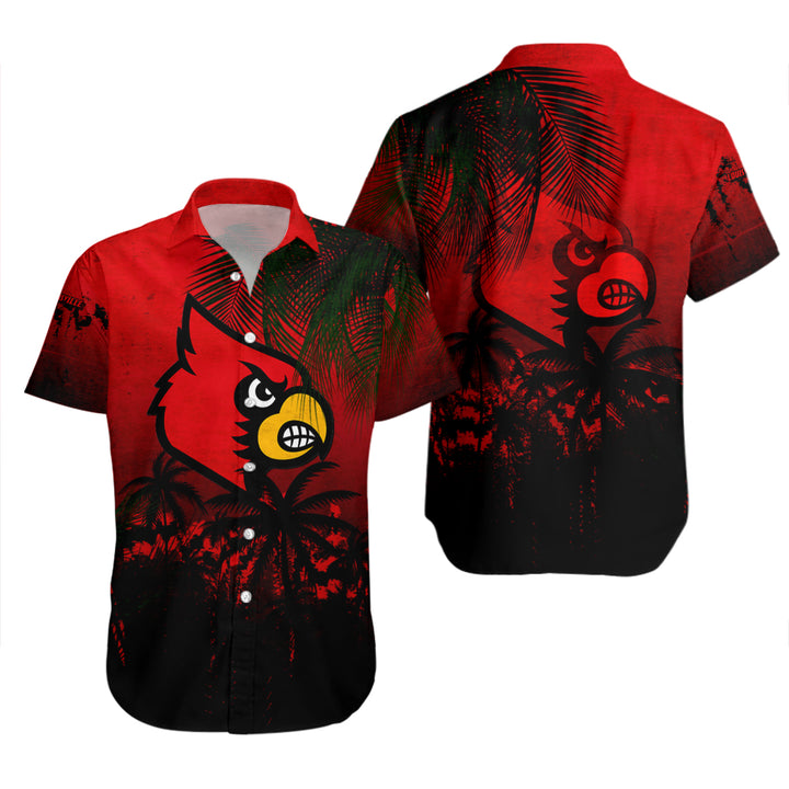 Louisville Cardinals Hawaiian Shirt with Cool Coconut Tree Design