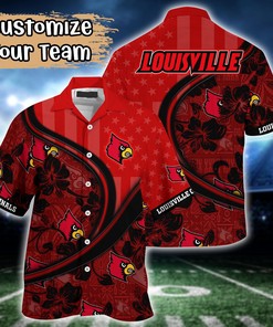 Louisville Cardinals NCAA US Flag Flower Hawaii Shirt For Fans