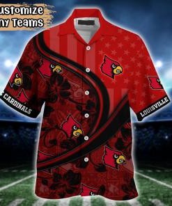 Louisville Cardinals NCAA US Flag Flower Hawaii Shirt For Fans