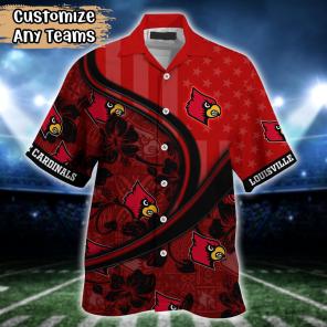 Louisville Cardinals NCAA US Flag Flower Hawaii Shirt For Fans