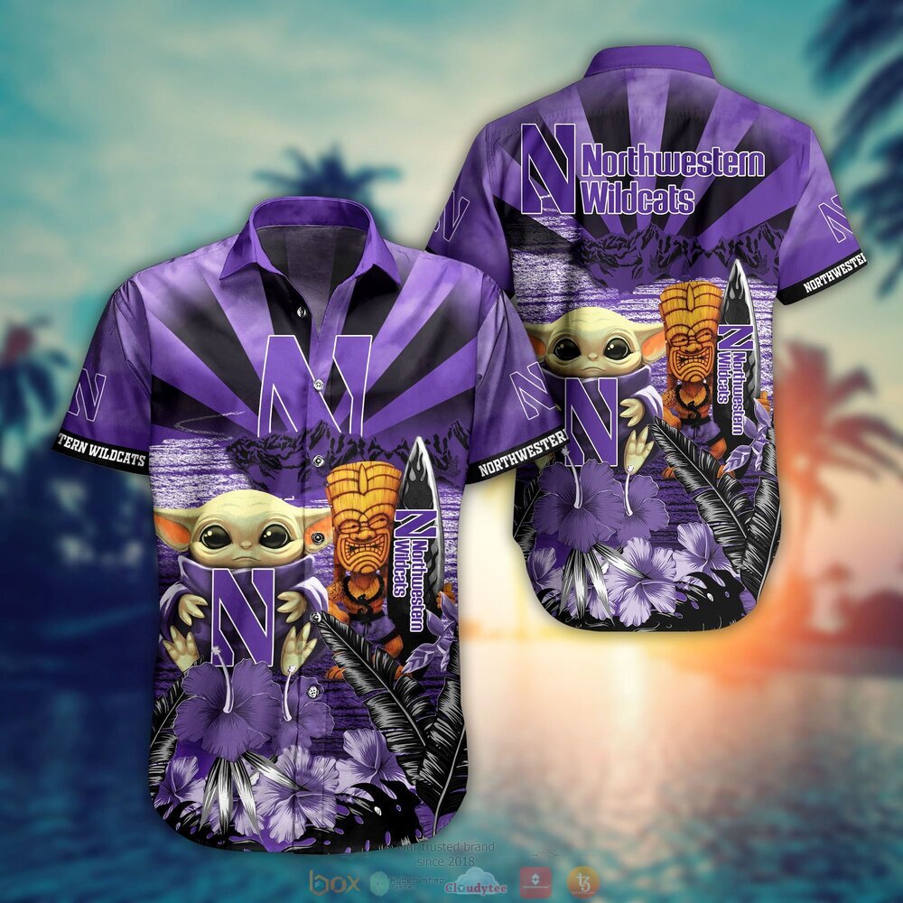 Magnificent NCAA Northwestern Wildcats Baby Yoda Hawaiian Shirt for Fans