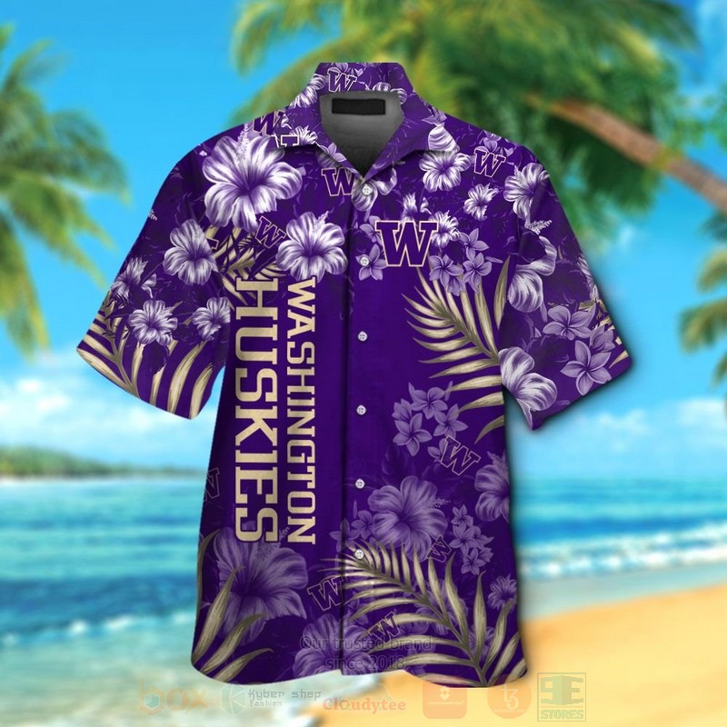 Make a Statement with NCAA Washington Huskies Purple Flowers Hawaiian Shirt