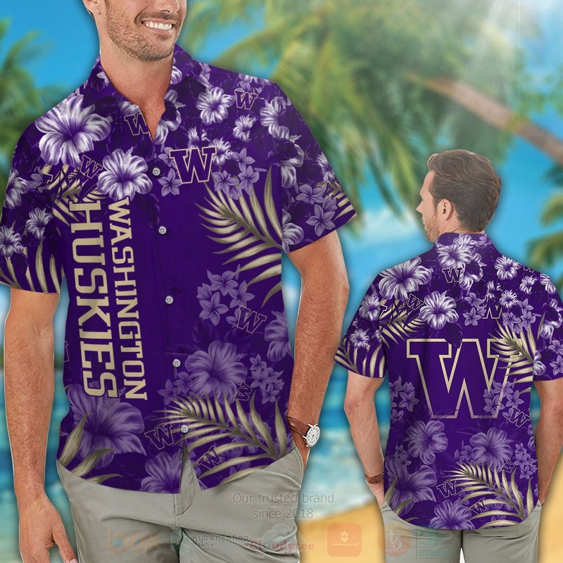 Make a Statement with NCAA Washington Huskies Purple Flowers Hawaiian Shirt
