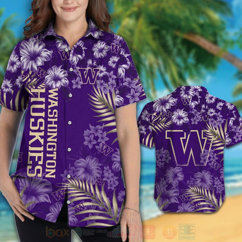 Make a Statement with NCAA Washington Huskies Purple Flowers Hawaiian Shirt