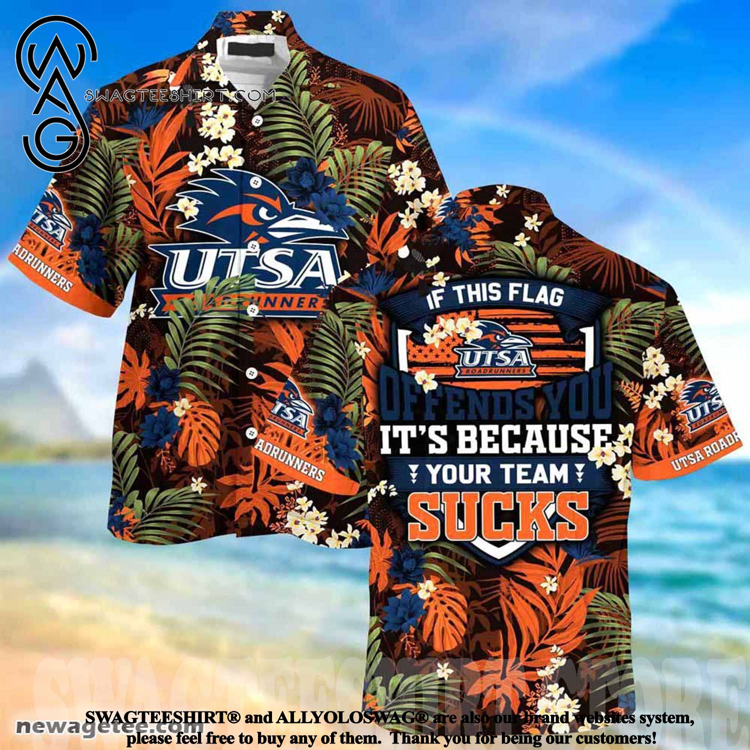 Make a Statement with Utsa Roadrunners This Flag Offends You Summer Beach Hawaiian Shirt