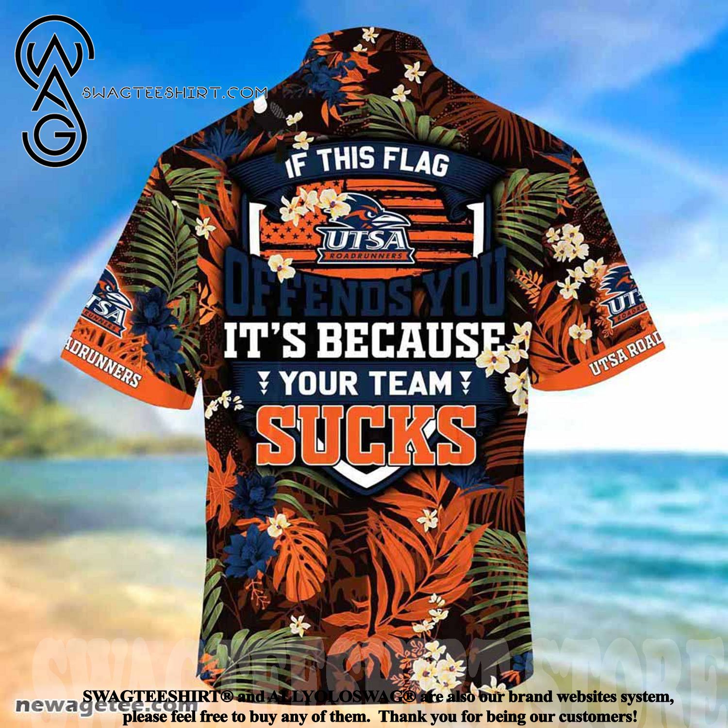 Make a Statement with Utsa Roadrunners This Flag Offends You Summer Beach Hawaiian Shirt