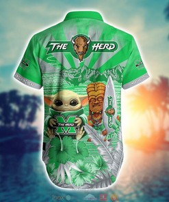 Marshall Thundering Herd Baby Yoda NCAA Hawaiian Shirt, Shorts - Cute and Trendy Shirt Design for Baby Yoda Fans