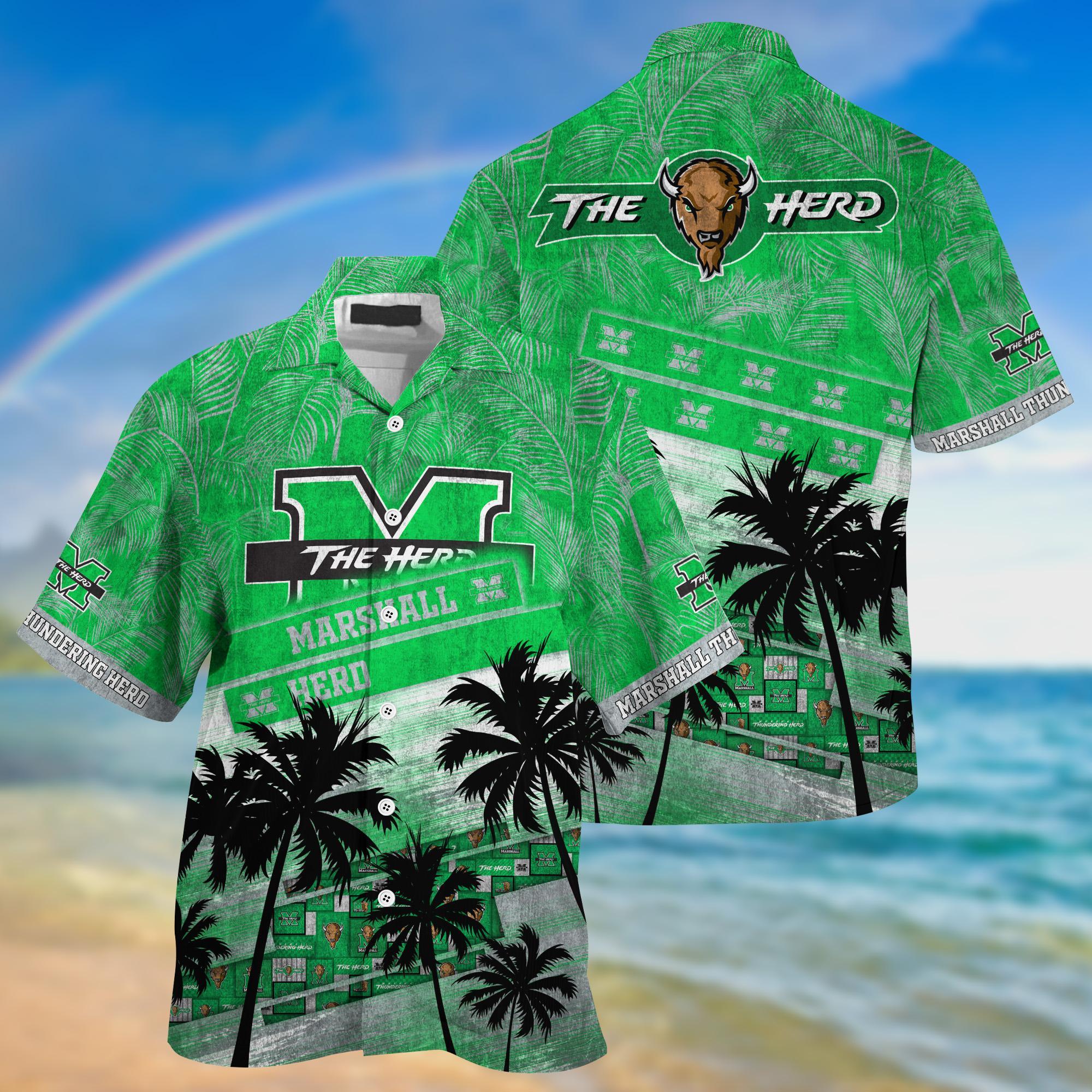 Marshall Thundering Herd NCAA Palm Tree Pattern Hawaii Shirt For Sports Fans