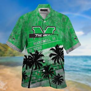 Marshall Thundering Herd NCAA Palm Tree Pattern Hawaii Shirt For Sports Fans