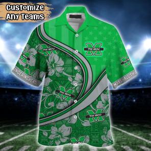 Marshall Thundering Herd NCAA US Flag Flower Hawaii Shirt For Fans