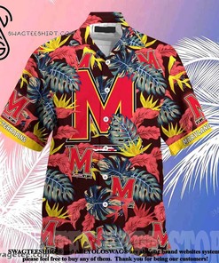 Maryland Terrapins Hibiscus Pattern for Sports Fan Summer Beach Hawaiian Shirt