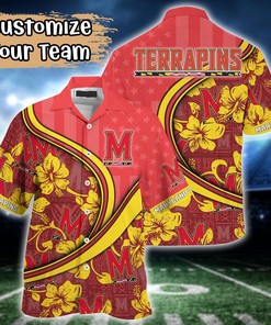 Maryland Terrapins NCAA US Flag Flower Hawaii Shirt For Fans