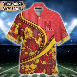 Maryland Terrapins NCAA US Flag Flower Hawaii Shirt For Fans