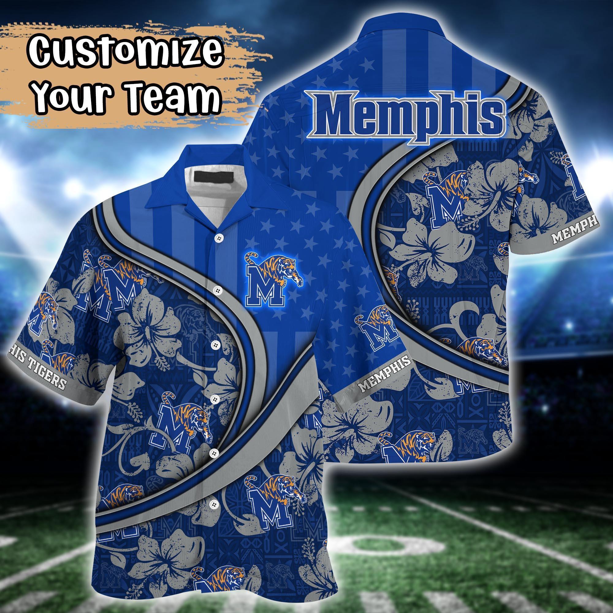 Memphis Tigers NCAA US Flag Flower Hawaii Shirt For Fans