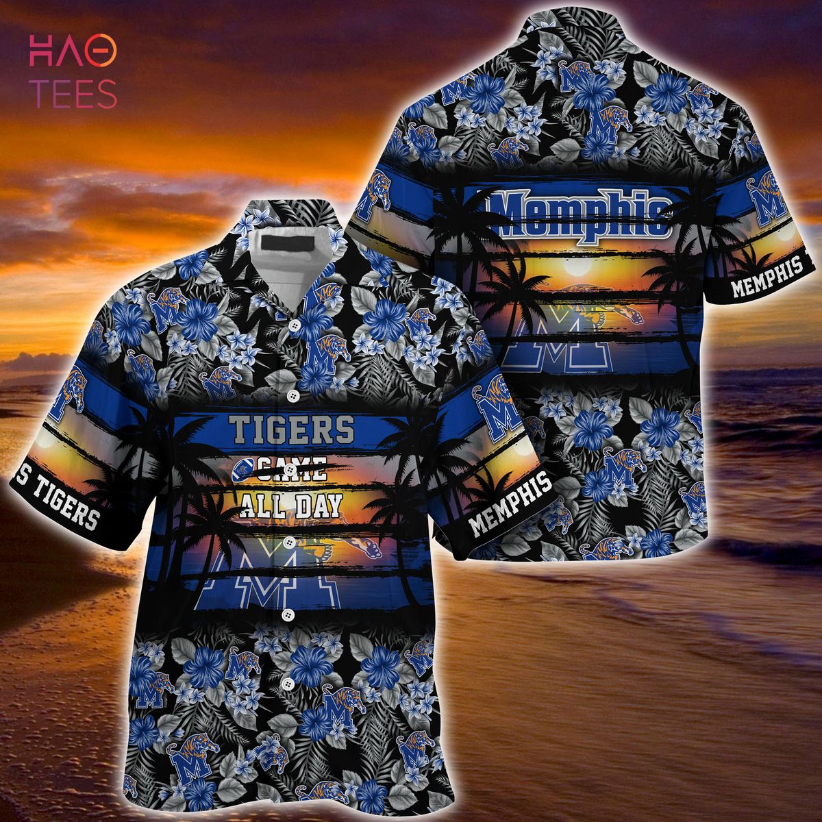 Memphis Tigers Summer Hawaiian Shirt - Sporty and Floral Pattern Shirt for Tigers Sports Enthusiasts
