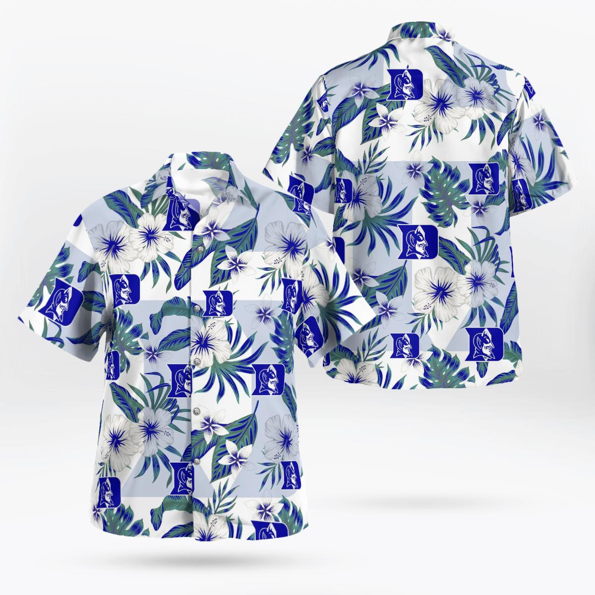 Men's Duke Blue Devils Hawaiian Shirt with Matching Beach Shorts
