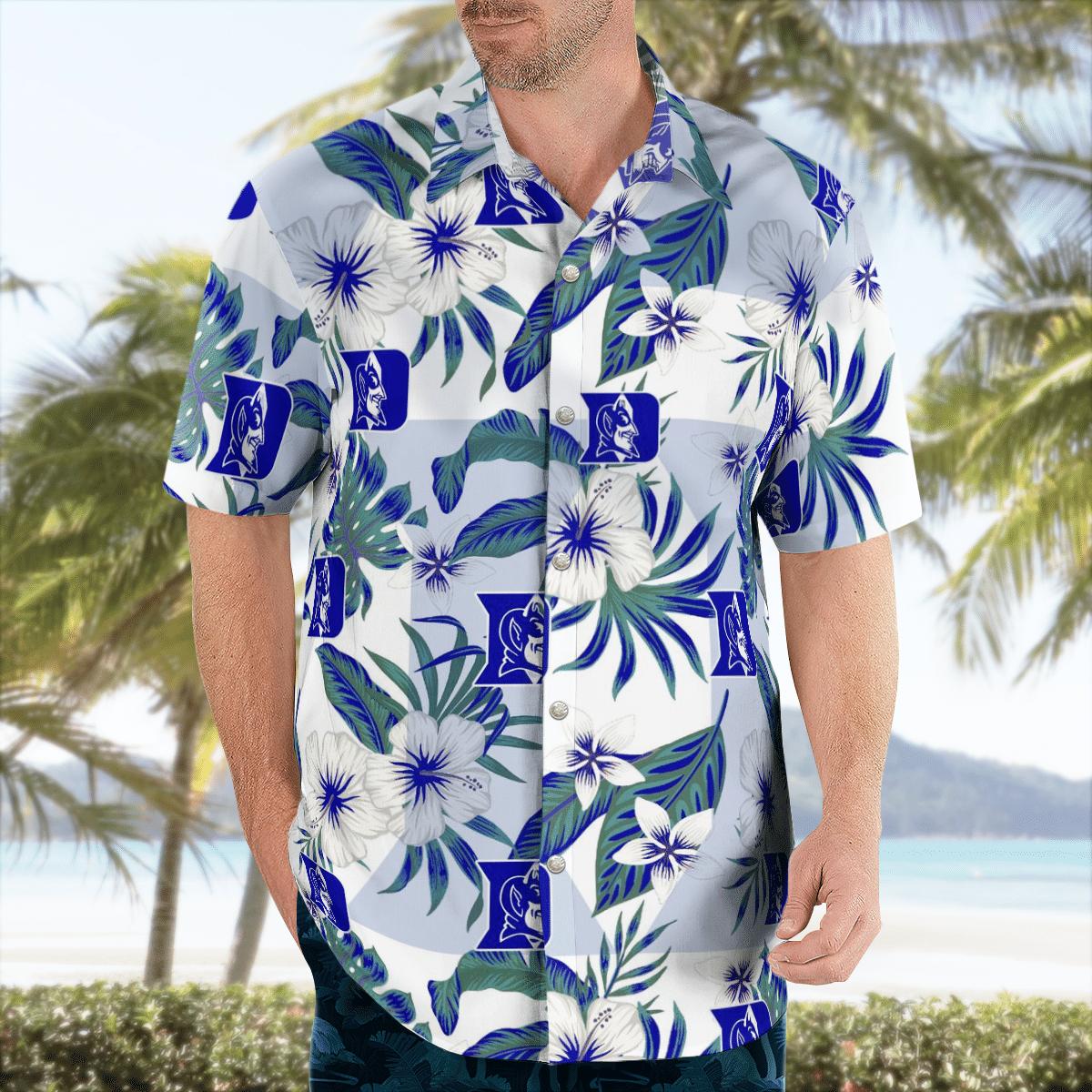 Men's Duke Blue Devils Hawaiian Shirt with Matching Beach Shorts