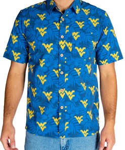 Men's Hibiscus Beach Shirt: West Virginia Mountaineers Hawaiian Shirt
