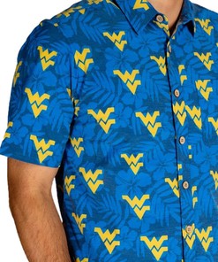 Men's Hibiscus Beach Shirt: West Virginia Mountaineers Hawaiian Shirt