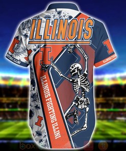 Men's Illinois Fighting Illini Skeleton Aloha Short Sleeve Shirt