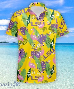 Men's LSU Tigers Classic Logo Hawaiian Summer Beach Shirt and Shorts 