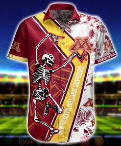 Men's Minnesota Golden Gophers Skeleton Aloha Short Sleeve Shirt 