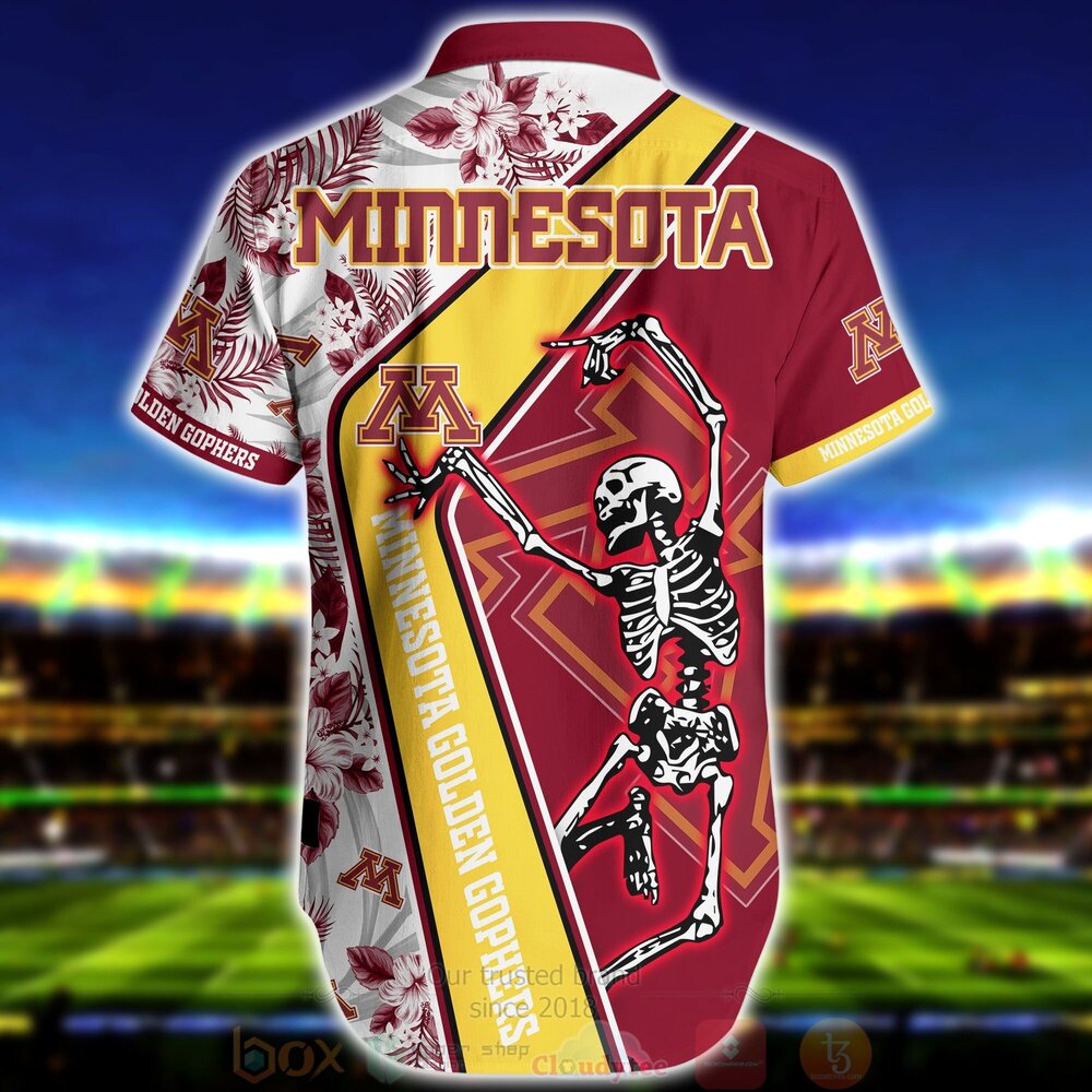 Men's Minnesota Golden Gophers Skeleton Aloha Short Sleeve Shirt