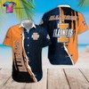 Men's NCAA Illinois Fighting Illini Blue and Orange Hawaiian Shirt 