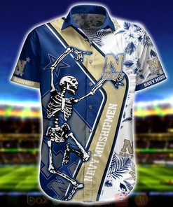 Men's Navy Midshipmen Skeleton Aloha Short Sleeve Shirt