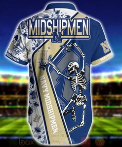 Men's Navy Midshipmen Skeleton Aloha Short Sleeve Shirt