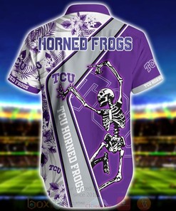 Men's TCU Horned Frogs Skeleton Aloha Short Sleeve Shirt for NCAA fans