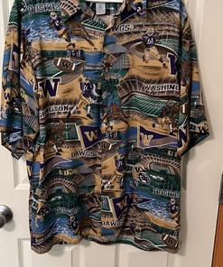 Men's Washington Huskies button up Hawaiian shirt for NCAA fans 