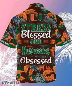 Miami Hurricanes Beach Hawaiian Shirt Stress Blessed Obsessed - Relaxing and Comfortable Shirt for Stressful Times
