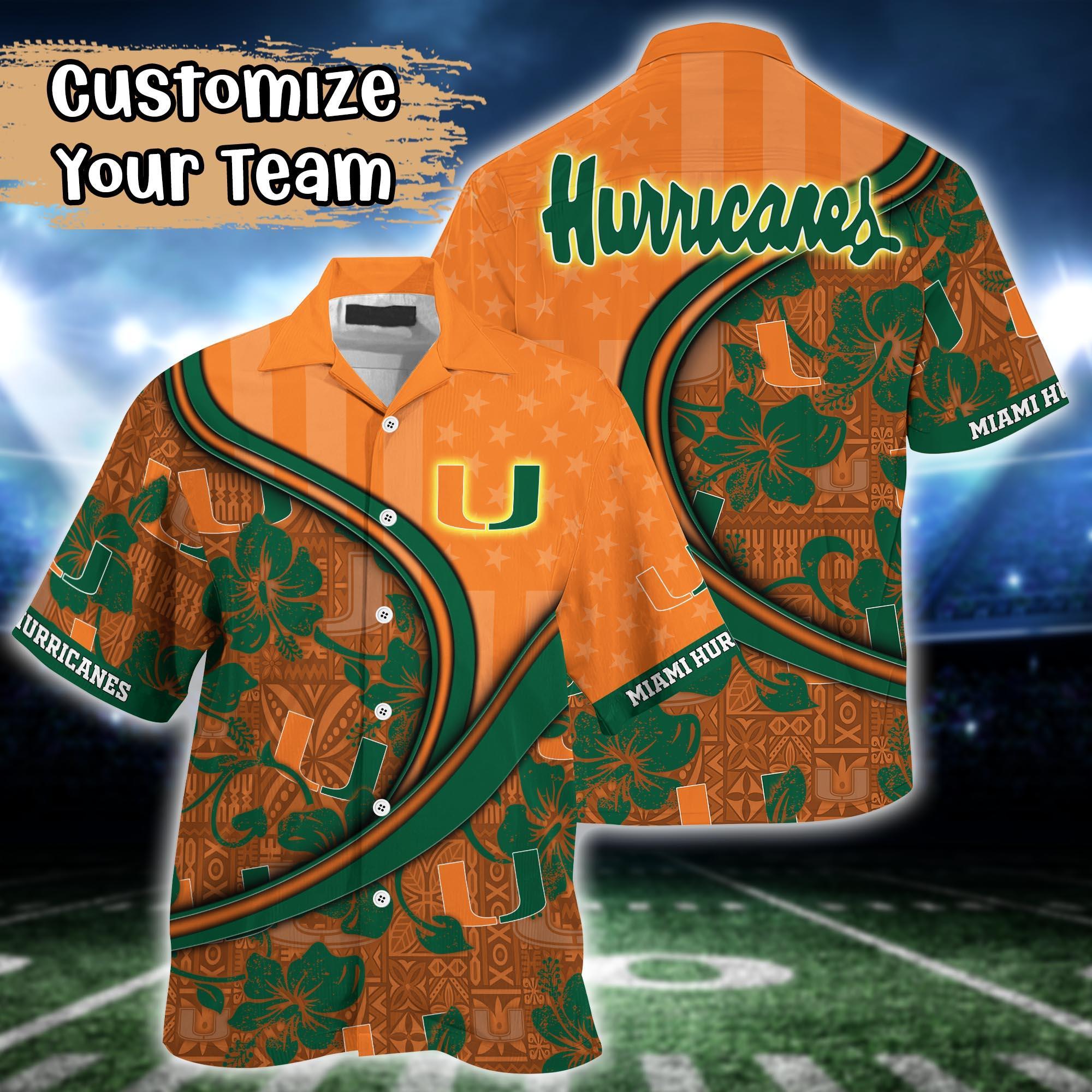 Miami Hurricanes NCAA US Flag Flower Hawaii Shirt For Fans