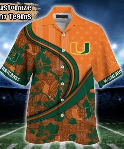 Miami Hurricanes NCAA US Flag Flower Hawaii Shirt For Fans