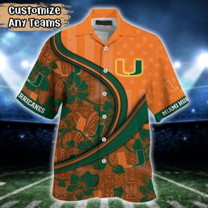 Miami Hurricanes NCAA US Flag Flower Hawaii Shirt For Fans