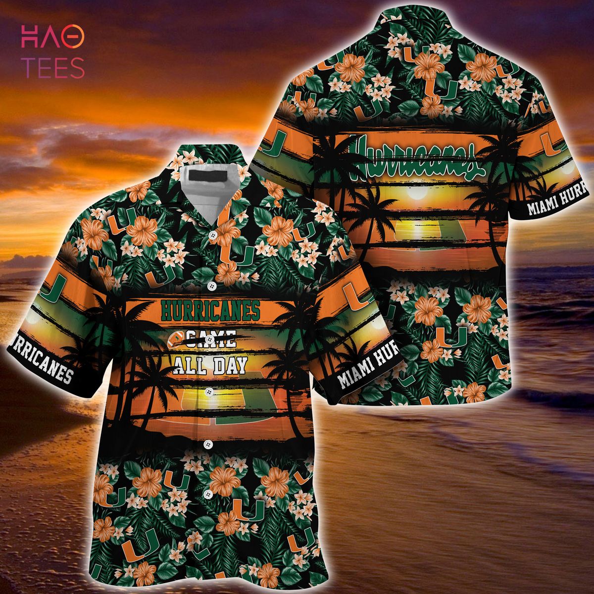 Miami Hurricanes Summer Hawaiian Shirt - Sporty and Floral Pattern Perfect for Hurricanes Sports Enthusiasts
