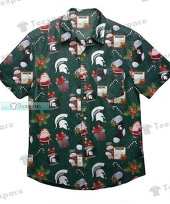 Michigan State Spartans Christmas Pattern Hawaiian Shirt - Add Some Festive Cheer to Your Look.