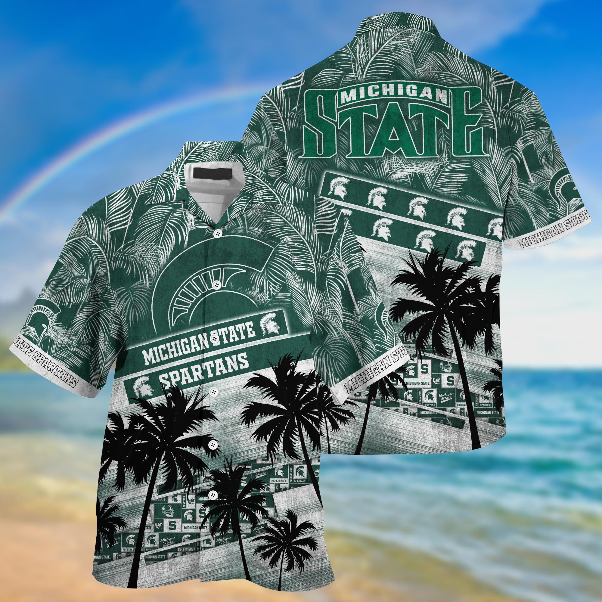 Michigan State Spartans NCAA Palm Tree Pattern Hawaii Shirt For Sports Fans