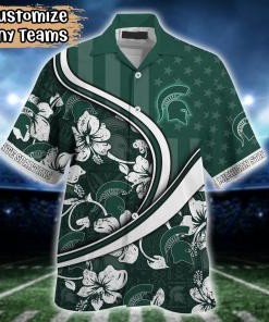 Michigan State Spartans NCAA US Flag Flower Hawaii Shirt For Fans