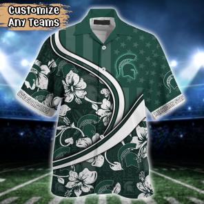 Michigan State Spartans NCAA US Flag Flower Hawaii Shirt For Fans