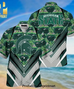 Michigan State Spartans Summer Hawaiian Shirt and Shorts - Perfect for Sports Fans.