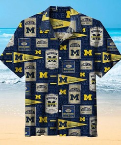 Michigan Wolverines Football Short-Sleeve Hawaiian Shirt - Show Your Love for the Wolverines in Style.