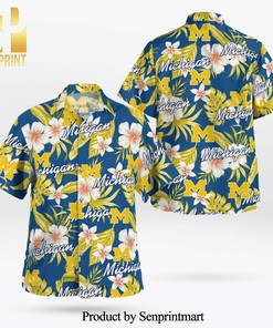 Michigan Wolverines Full Printing Flowery Aloha Hawaiian Shirt - The Ultimate Beach Look.