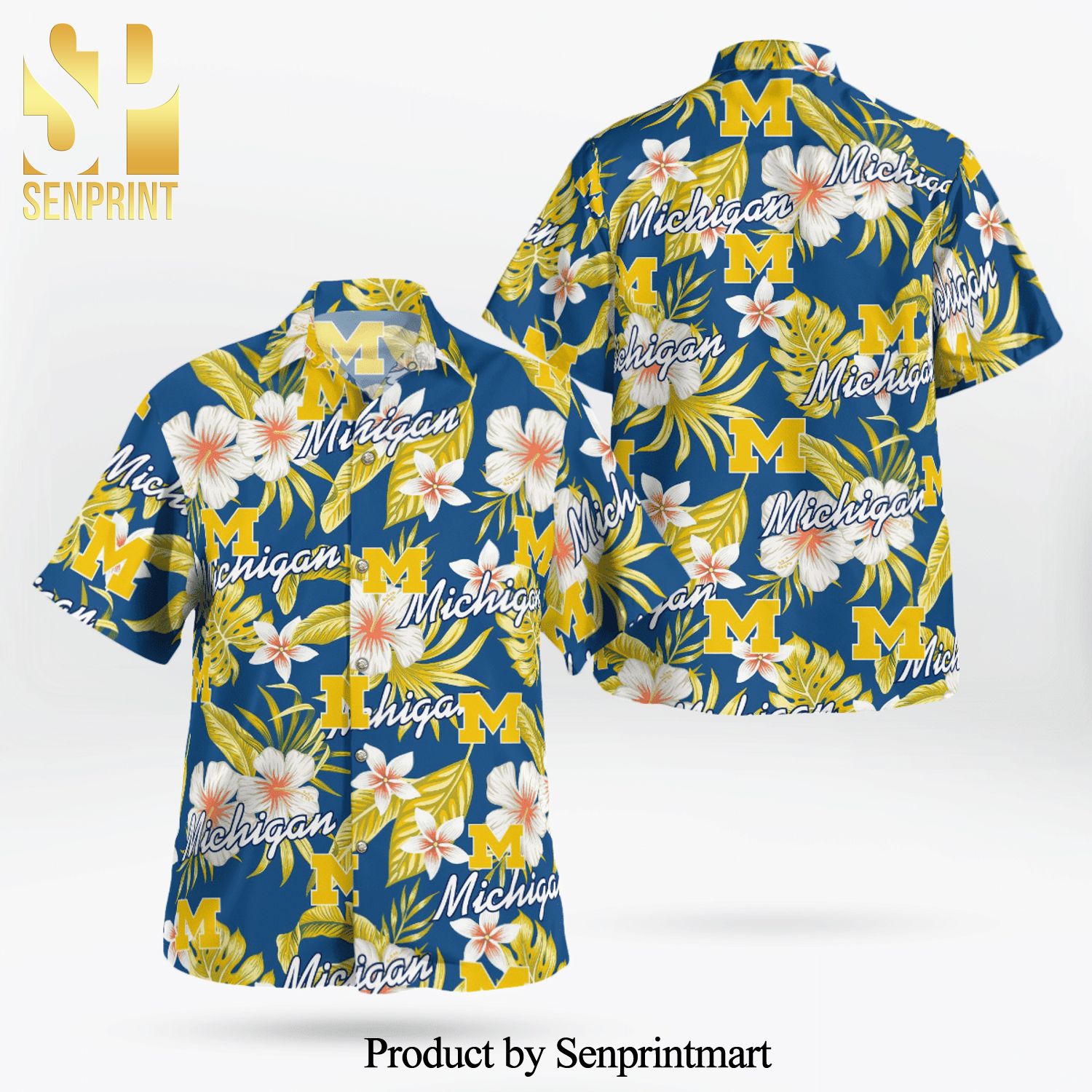 Michigan Wolverines Full Printing Flowery Aloha Hawaiian Shirt - The Ultimate Beach Look.