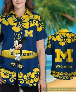 Michigan Wolverines Minnie Mouse Aloha Hawaiian Shirt - A Fun and Playful Addition to Your Wardrobe.