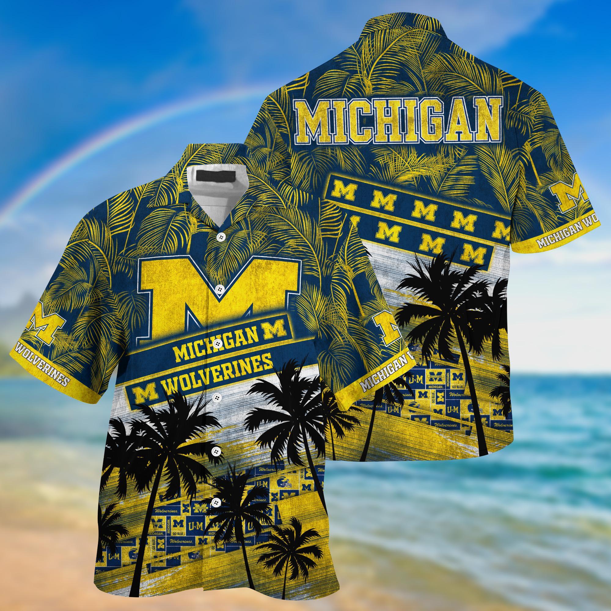 Michigan Wolverines NCAA Palm Tree Pattern Hawaii Shirt For Sports Fans